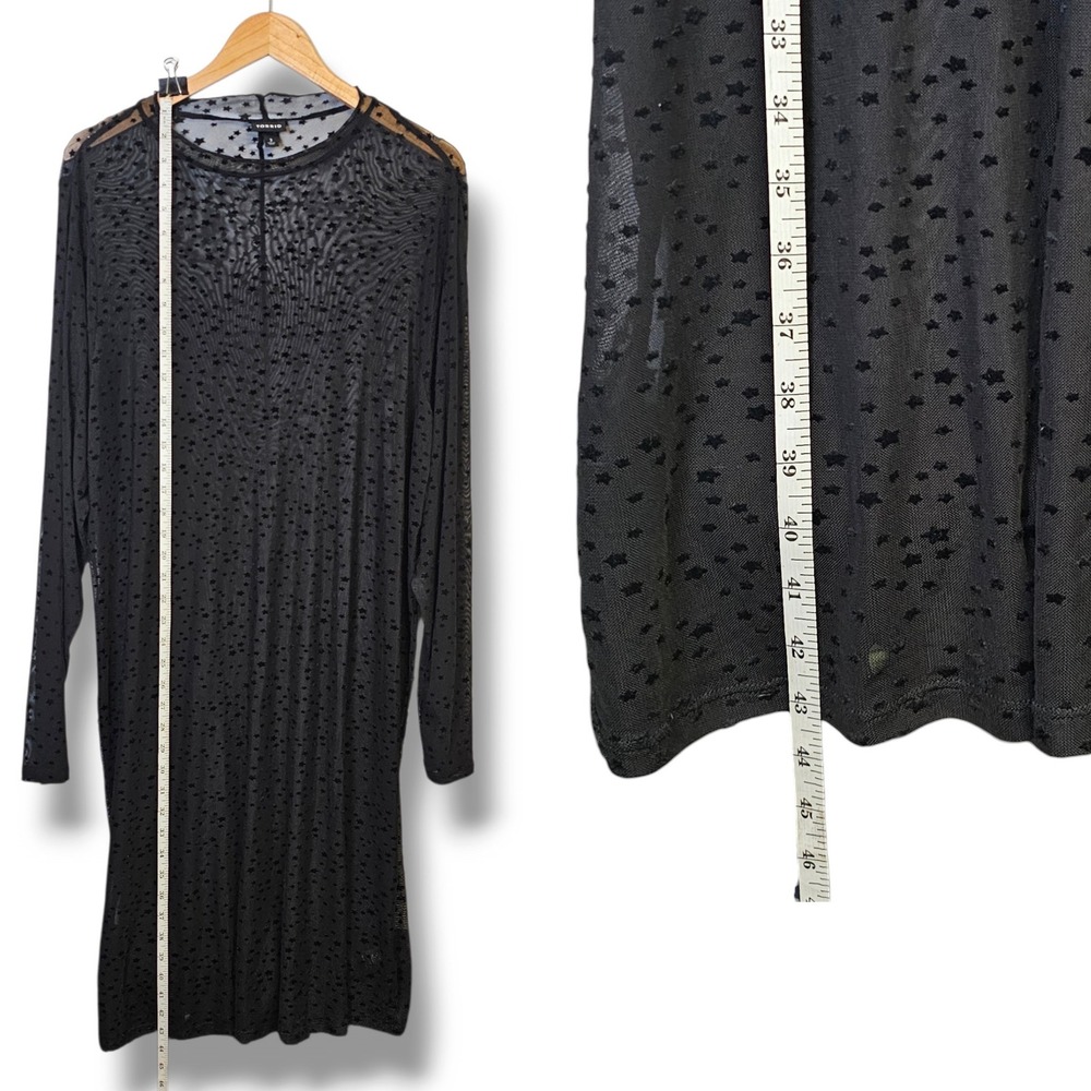 Torrid Black Mesh Sheer Dress 3X Star Celestial Whimsigoth Witchy Emo Alt Grunge - Picture 7 of 10